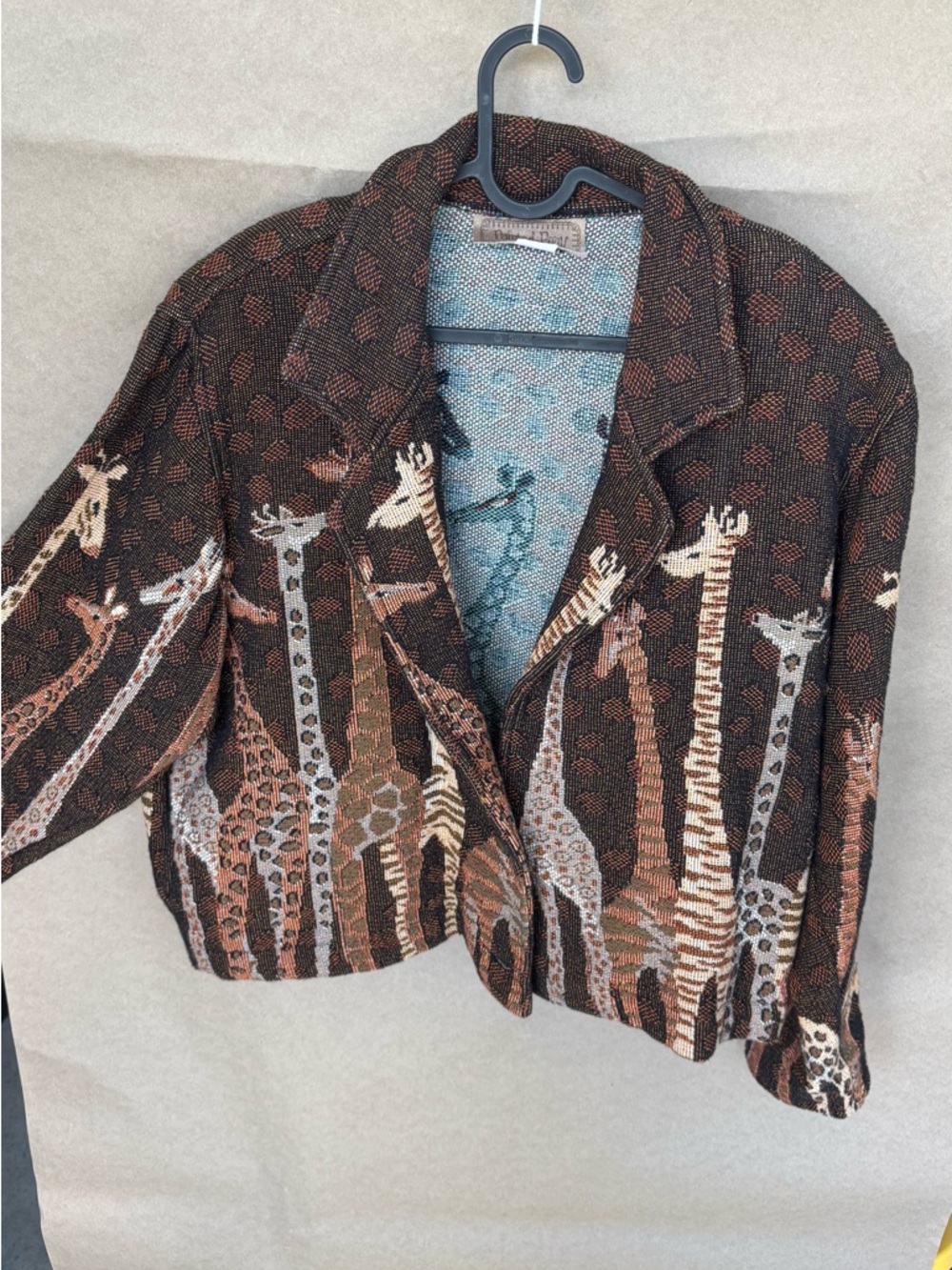 Women's Brown Giraffe-Print Knit Blazer
